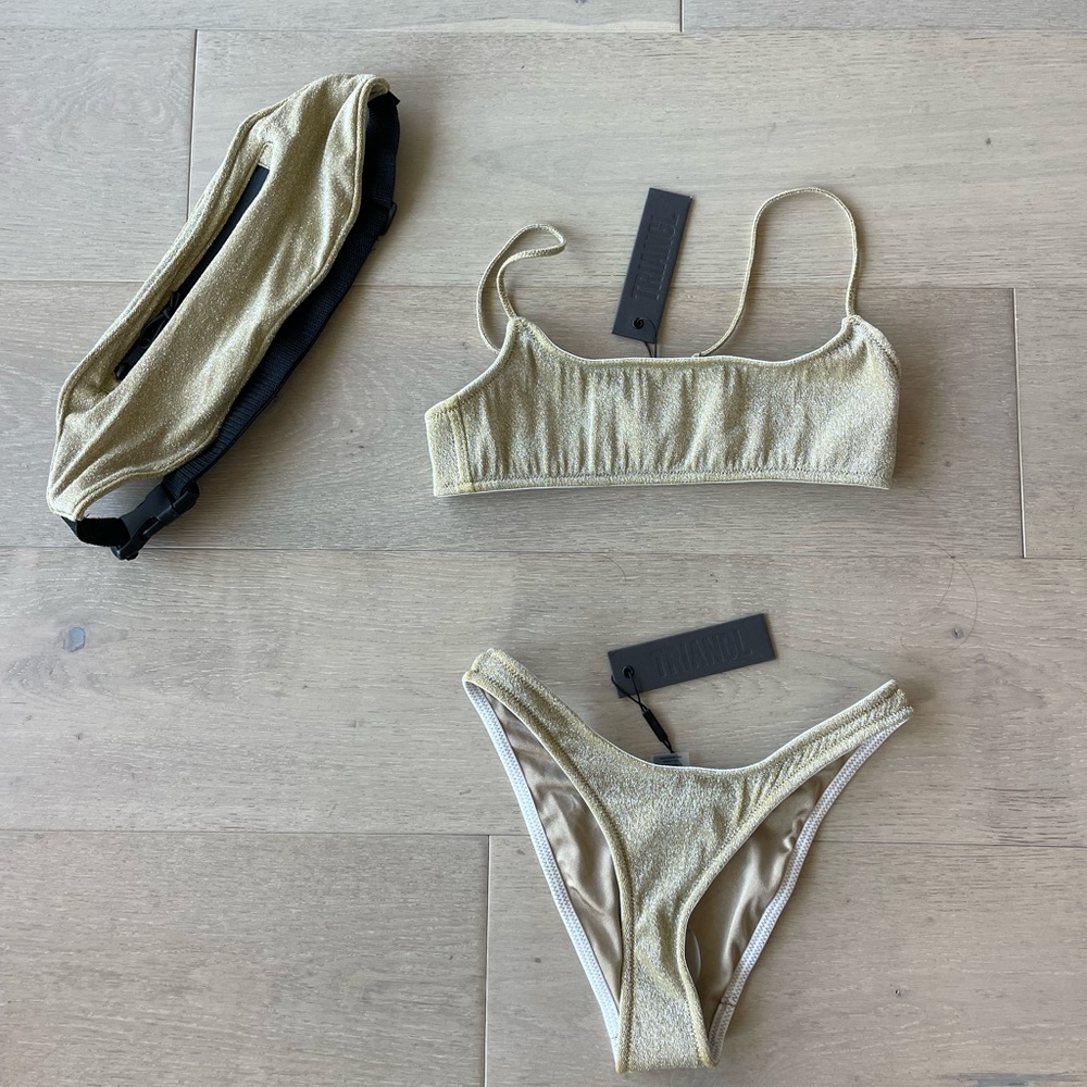 Triangl Gold Bikini Set w/ matching fanny pack